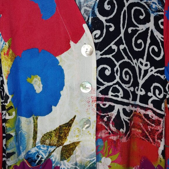 Simply Art by Dolcezza 3/4 Sleeves Button Up Blouse Size PM Multicolored - Picture 5 of 7